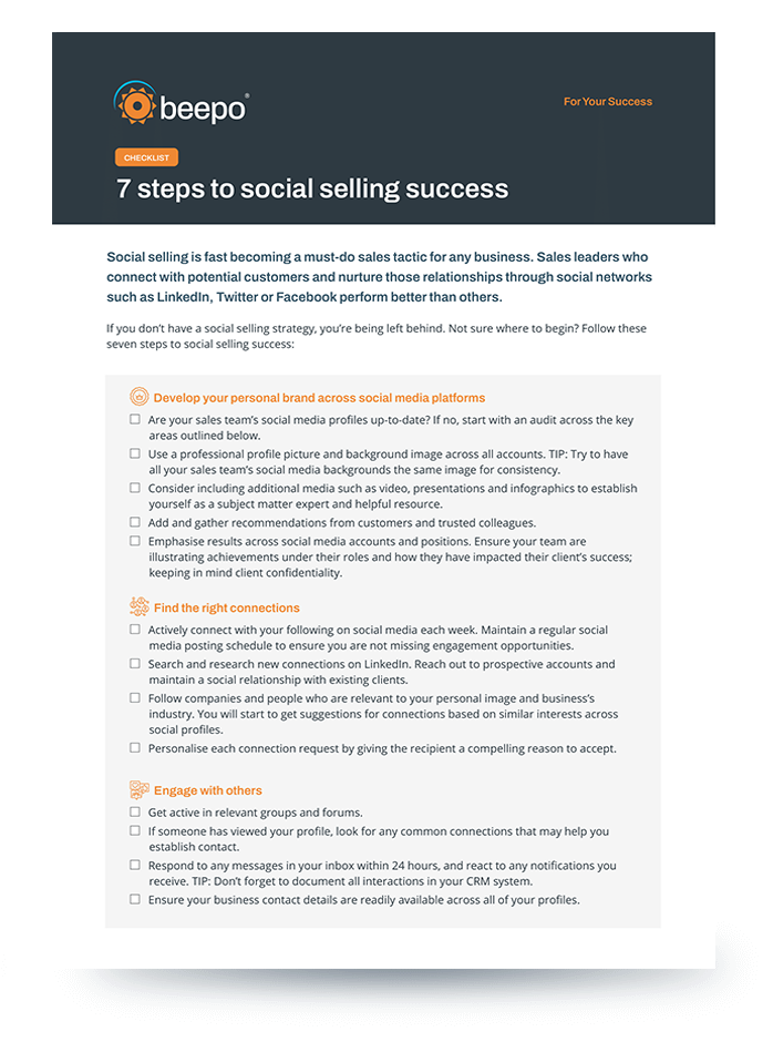 7 steps to social selling success checklist